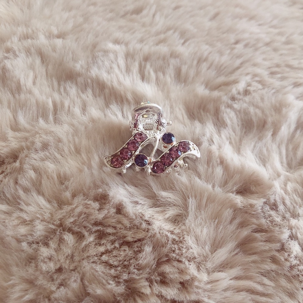 Purple Rhinestones Cute Adorable Mini Hair Clip